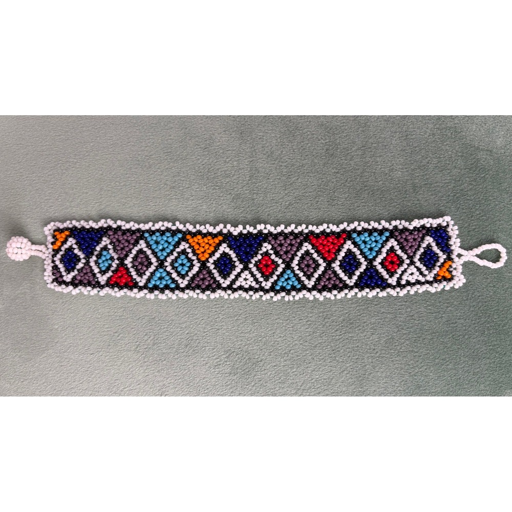 Handmade Seed Bead Geometric‎ Diamond Cuff Bracelet Multicolor Boho Tribal P166